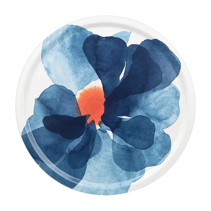 Marimekko - Valssi plateau, Ø 46 cm, blanc / bleu / orange