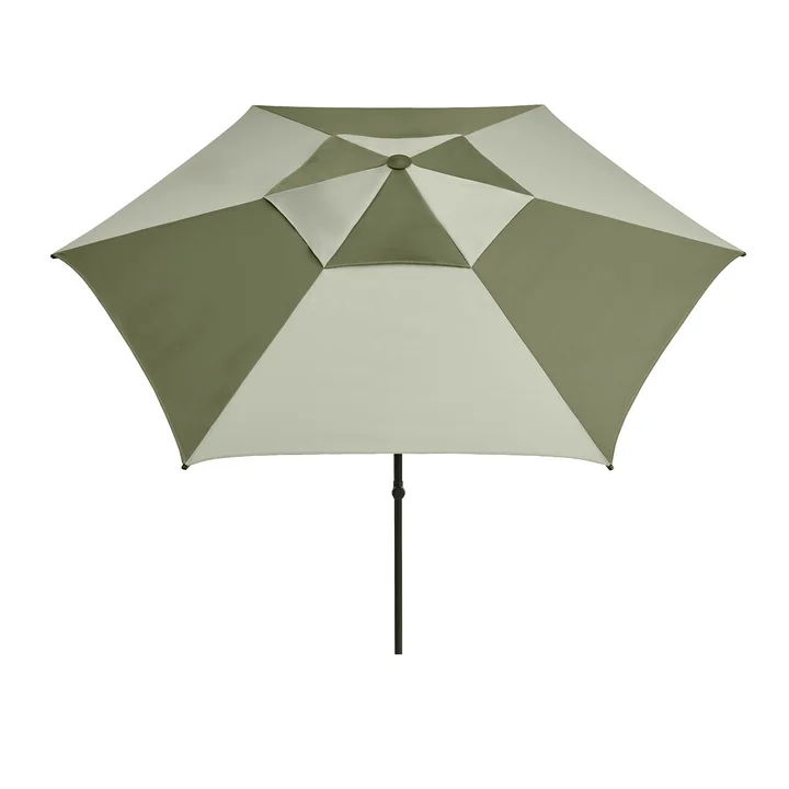 HAY - Terrazza Parasol, hexagonal, Ø 300 cm, vert / vert foncé