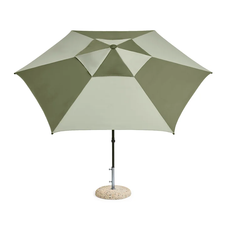 HAY - Terrazza Parasol, hexagonal, Ø 300 cm, vert / vert foncé