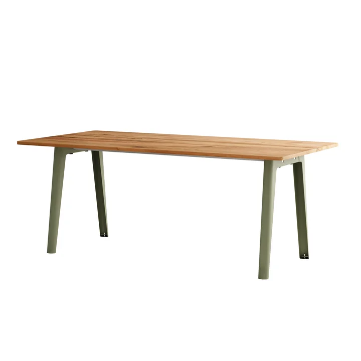 TipToe - NEW MODERN Table de salle à manger 95 x 190 cm, vieux bois recyclé / vert kaki