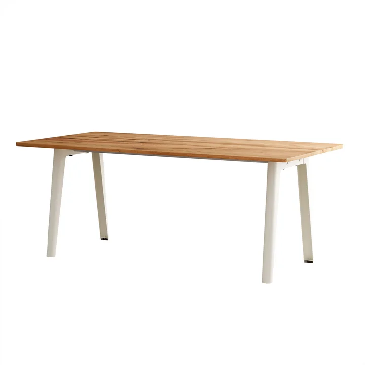 TipToe - NEW MODERN Table de salle à manger 95 x 190 cm, vieux bois recyclé / cream white