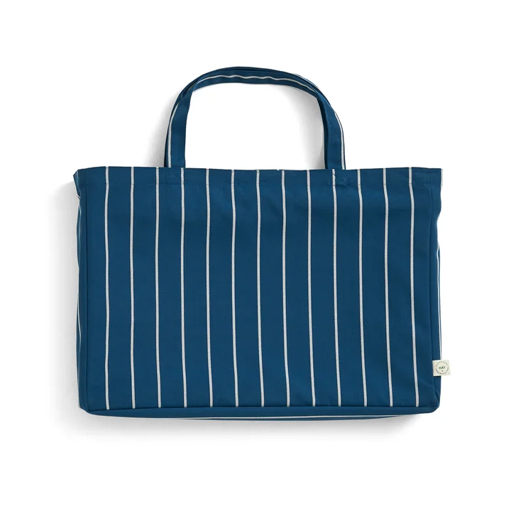 HAY - Outdoor Market Tabouret pliant, bleu à rayures beiges