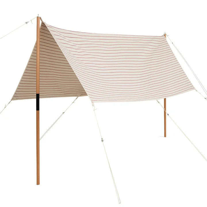 HAY - Outdoor Market Voile d'ombrage, beige avec bandes rouges