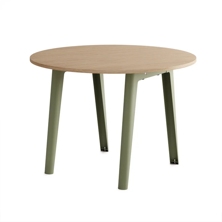 TipToe - NEW MODERN Table de salle à manger Ø 110 cm, chêne / vert kaki