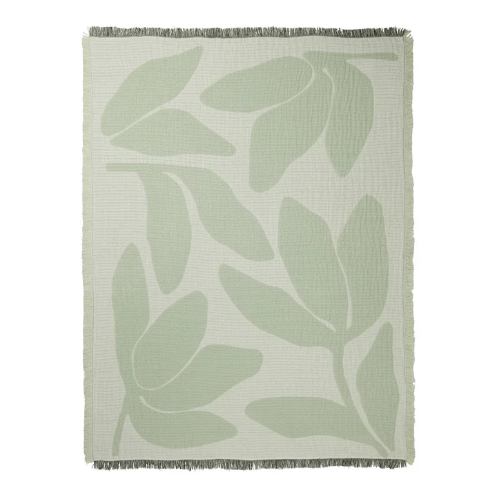Broste Copenhagen - Herbert Coin jeté, 130 x 180 cm, sage green / off white