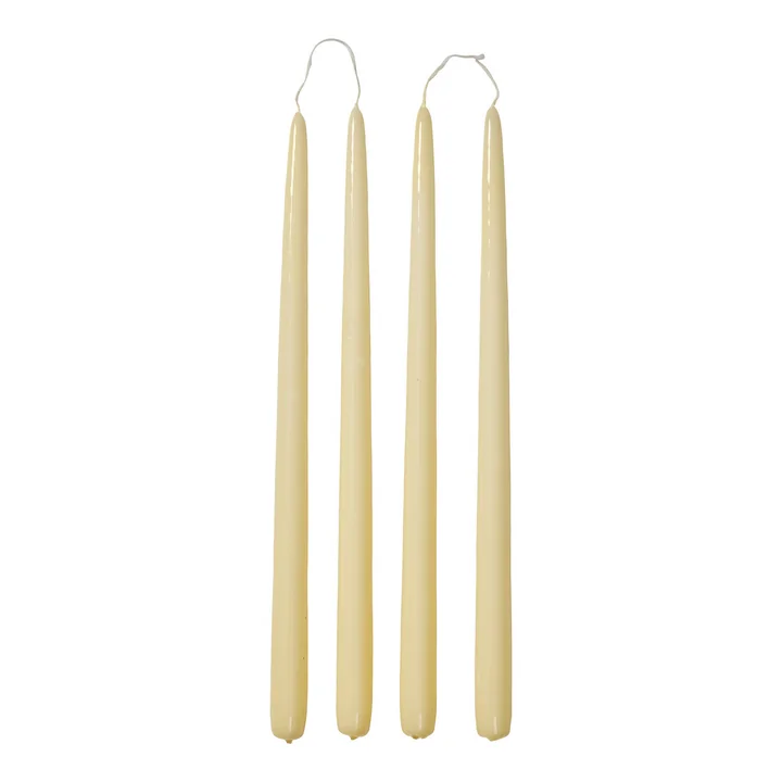 Broste Copenhagen - Smooth Bougie, H 38 cm, butter yellow (set de 4)