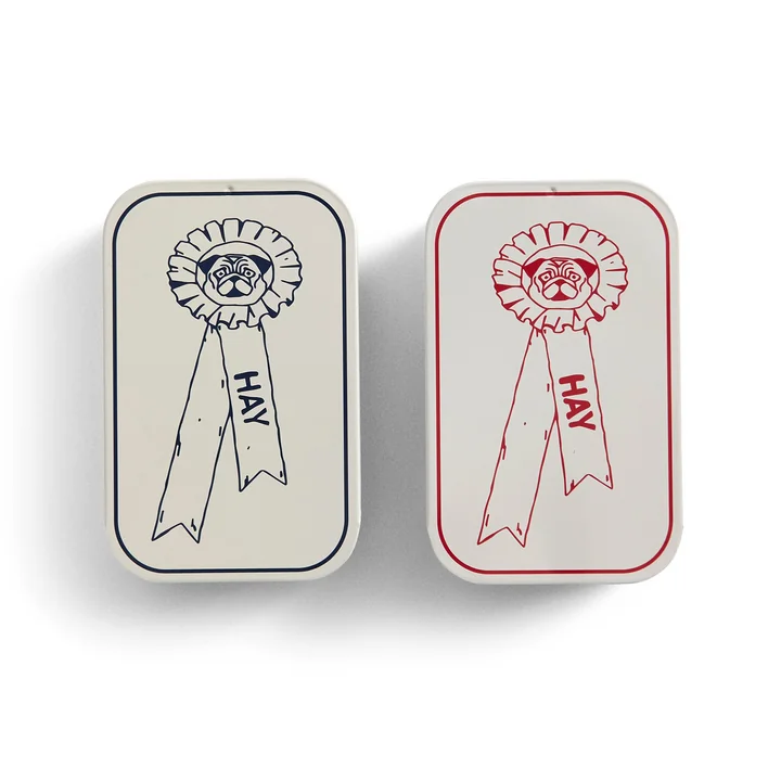 HAY - Dogs boîte à friandises S, rouge / blanc et bleu / blanc