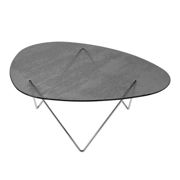 Gubi - Pedrera table basse, chrome / verre structuré smoke