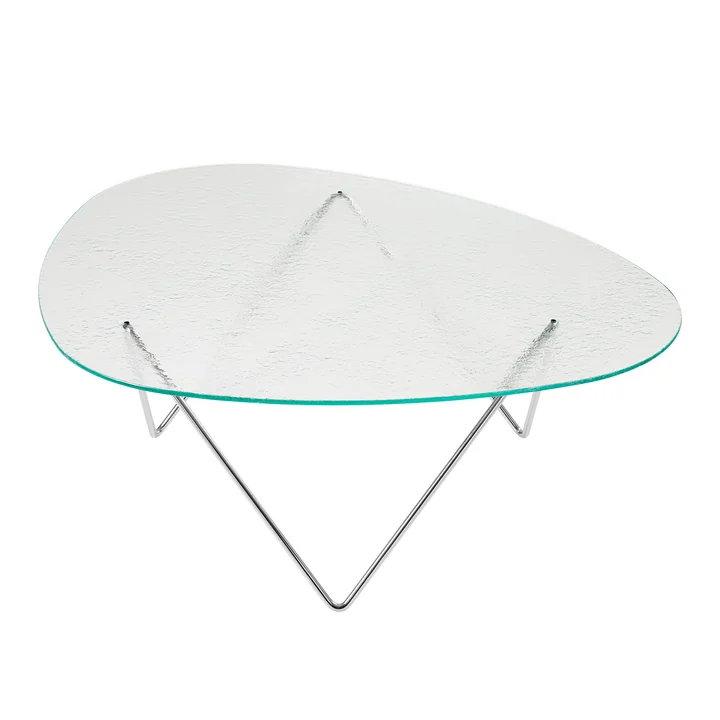 Gubi - Pedrera table basse, chrome / verre structuré transparent