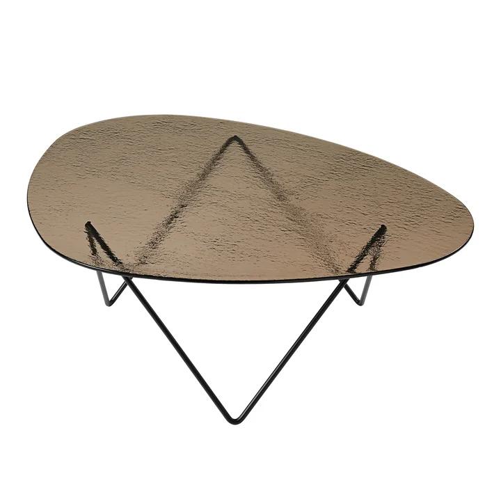 Gubi - Pedrera table basse, noir semi mat / verre structuré bronze