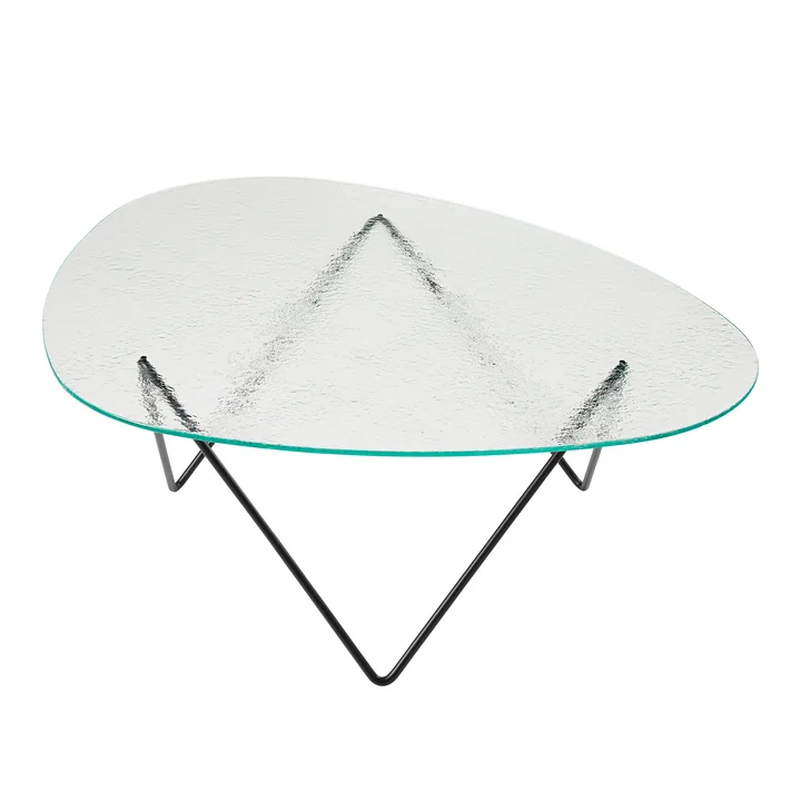 Gubi - Pedrera table basse, noir semi mat / verre structuré transparent