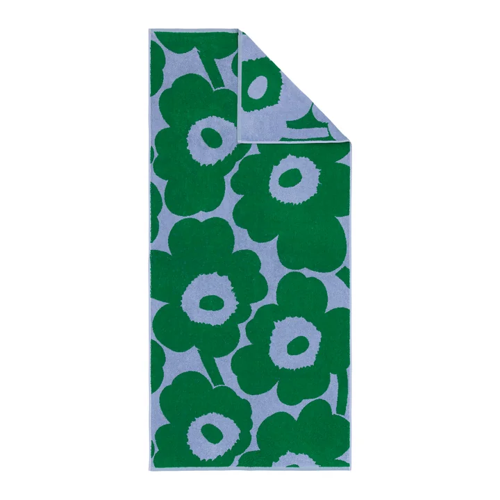 Marimekko - Unikko Serviette de bain 70 x 150 cm, bleu clair / vert