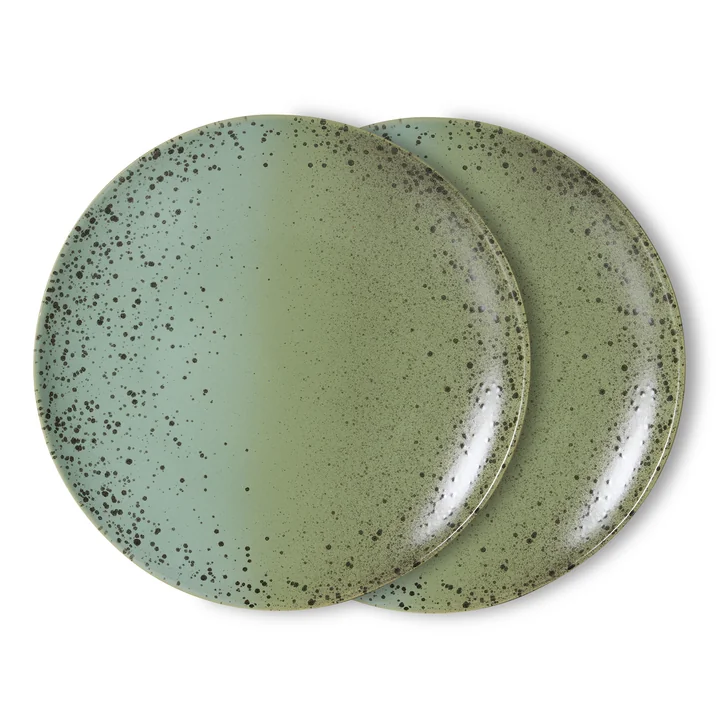 HKLiving - 70's Assiette plate, Ø 27,5 cm, tacheté (lot de 2)