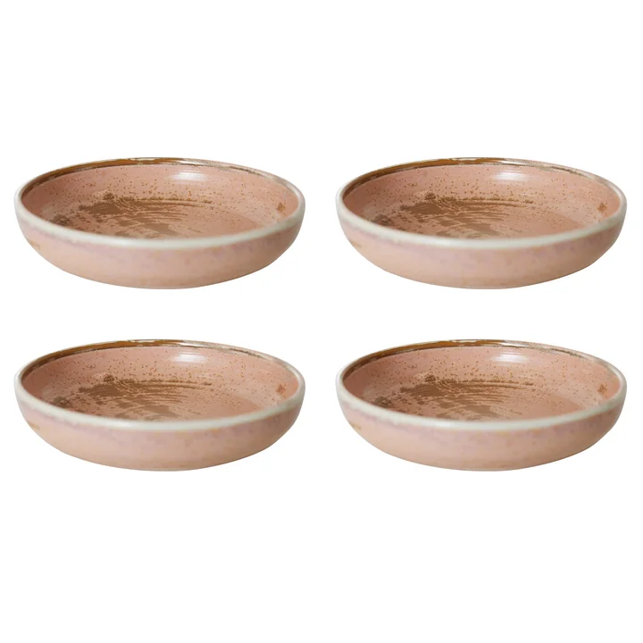 HKliving - Chef Ceramics Assiette creuse, Ø 21,5 cm, rustic pink (lot de 4)
