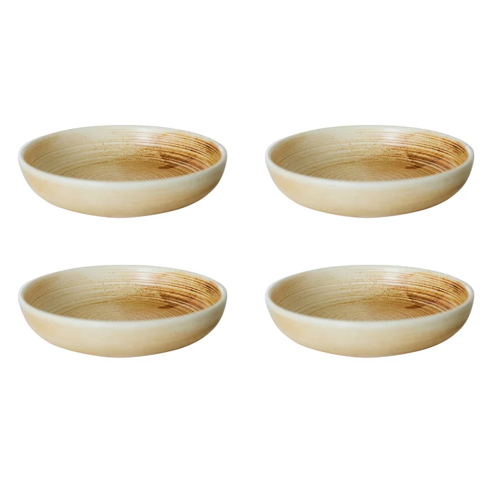 HKliving - Chef Ceramics Assiette creuse, Ø 19,3 cm, rustic cream / brown (set de 4)