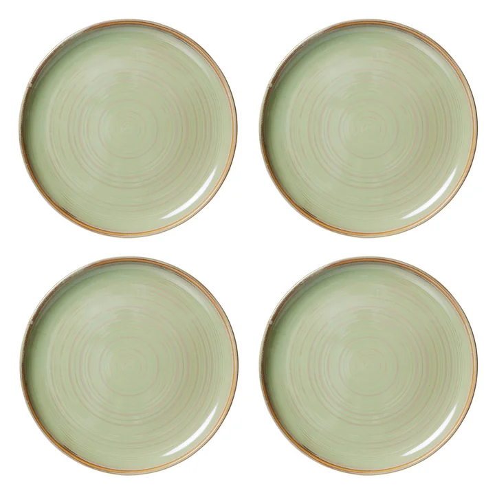 HKliving - Chef Ceramics Assiette, Ø 26 cm, moss green (set de 4)