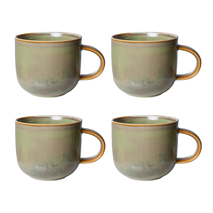 HKliving - Chef Ceramics Mug, 320 ml, moss green (set de 4)