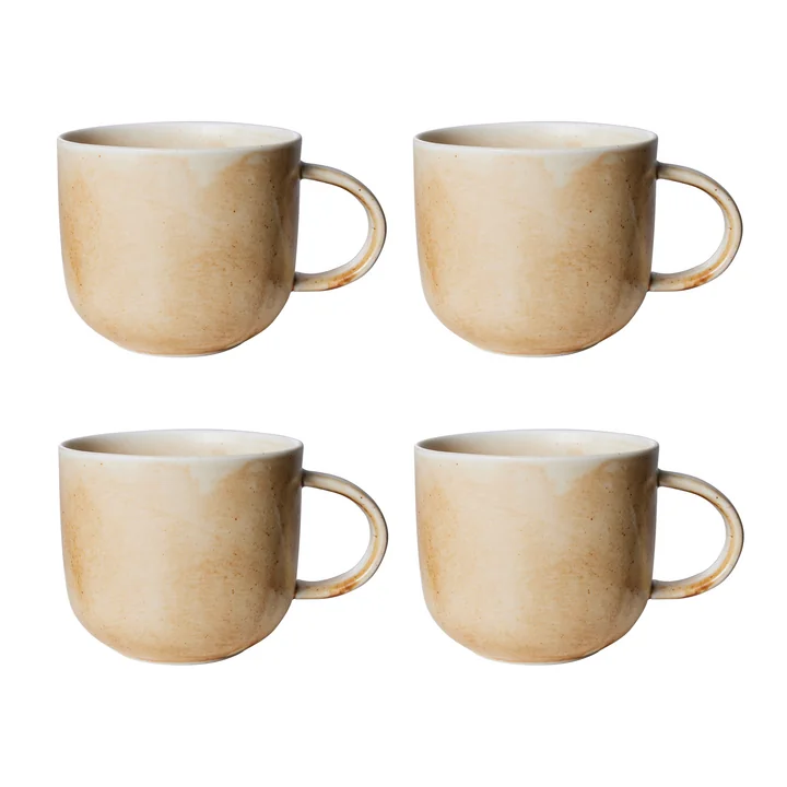 HKliving - Chef Ceramics Gobelet, 320 ml, rustic cream / brown (set de 4)