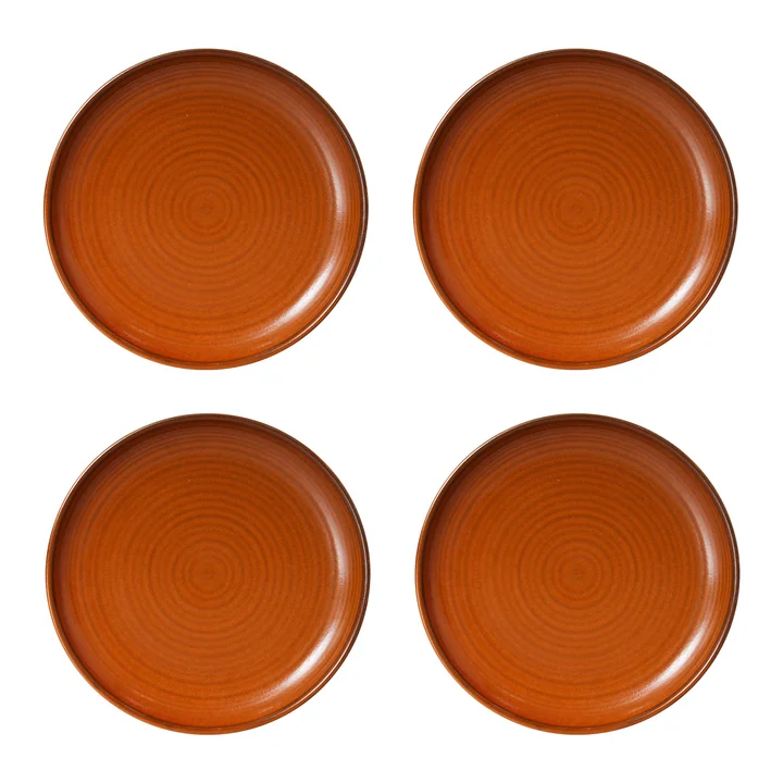 HKliving - Chef Ceramics Assiette, Ø 20 cm, orange brûlé (set de 4)