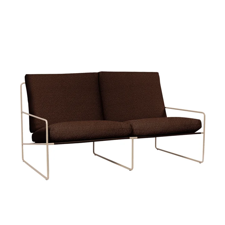 Ferm Living - Desert Outdoor Canapé 2 places, cashmere / chestnut (Pure Bouclé)