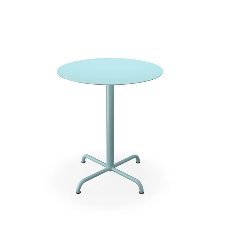 HOUE - Pico Table de jardin, Ø 64 cm, piétement 4 étoiles, bleu glacier