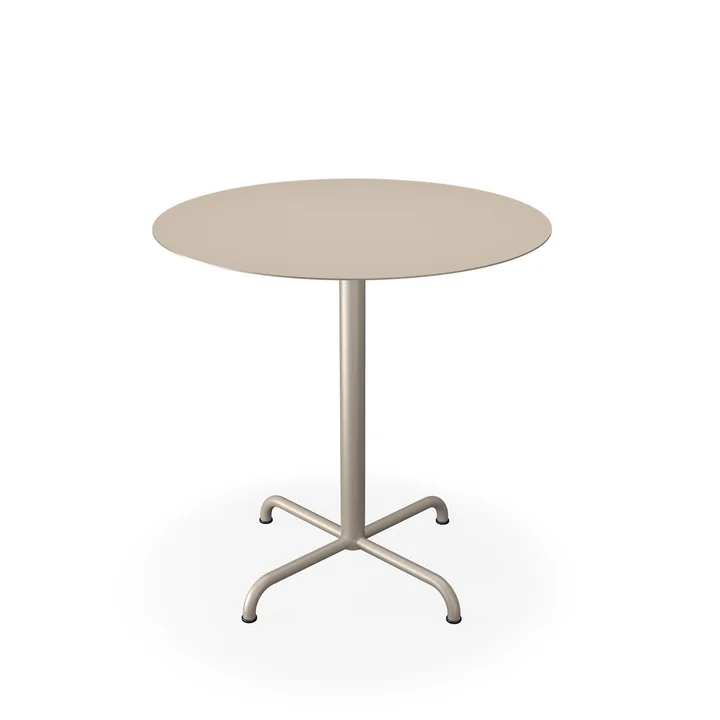 HOUE - Pico Table de jardin, Ø 74 cm, piétement 4 étoiles, beige