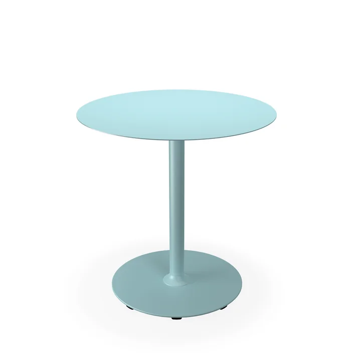 HOUE - Pico Table de jardin, Ø 74 cm, piétement rond, bleu glacier