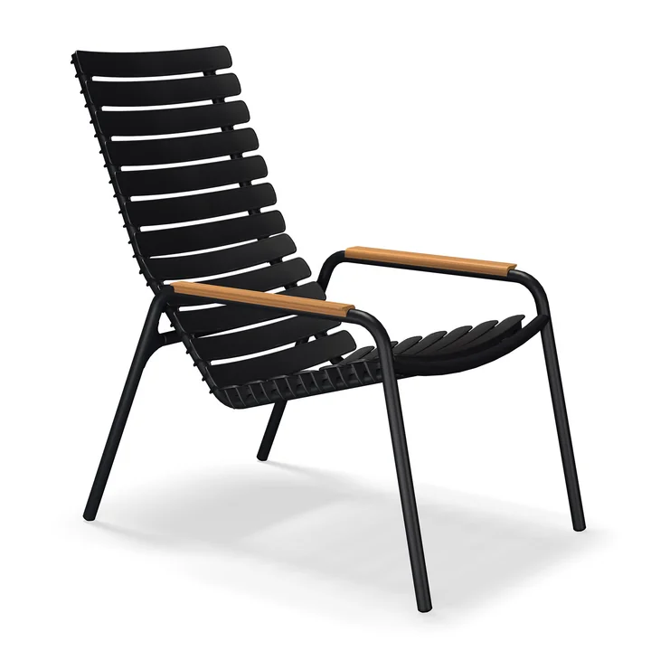 HOUE - ReCLIPS Outdoor Fauteuil de détente, noir / bambou