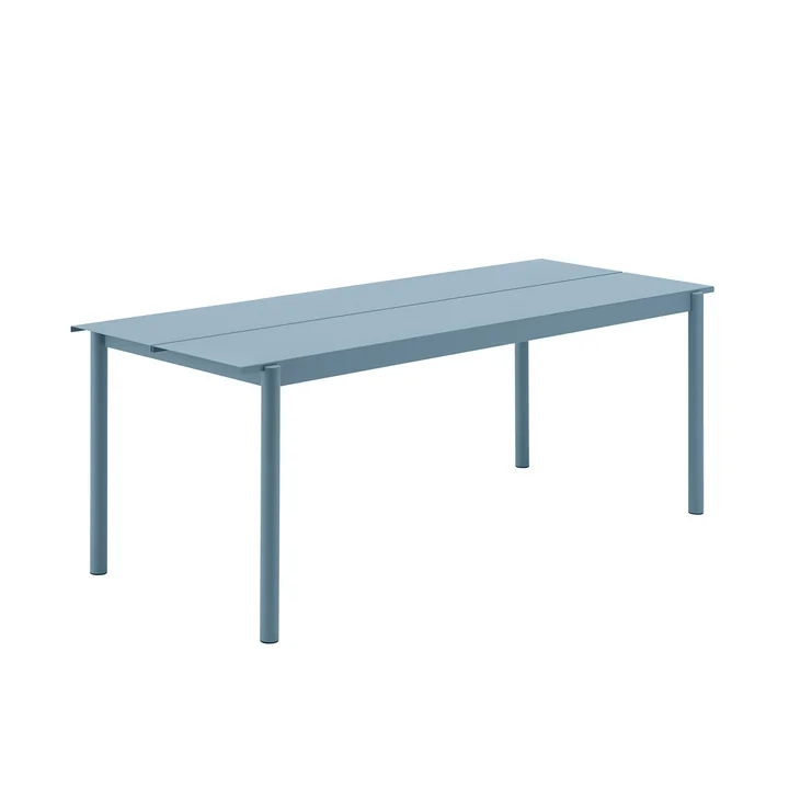 Linear Steel Outdoor - Table de jardin, 200 x 75 cm, bleu clair de Muuto