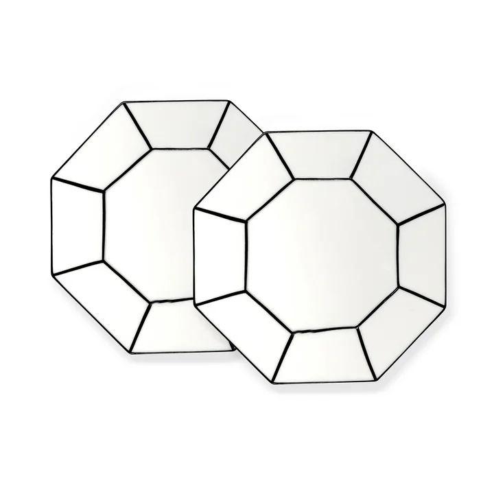 Serax - Carte Blanche Assiette à petit-déjeuner, blanc / noir (set de 2)