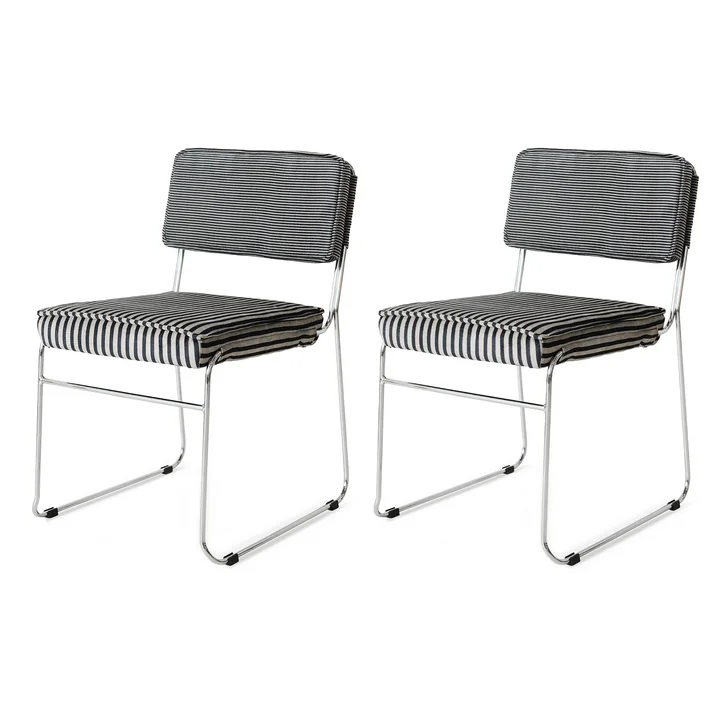 HKliving - Endless Chaise de salle à manger, stripe / monochrome (lot de 2)