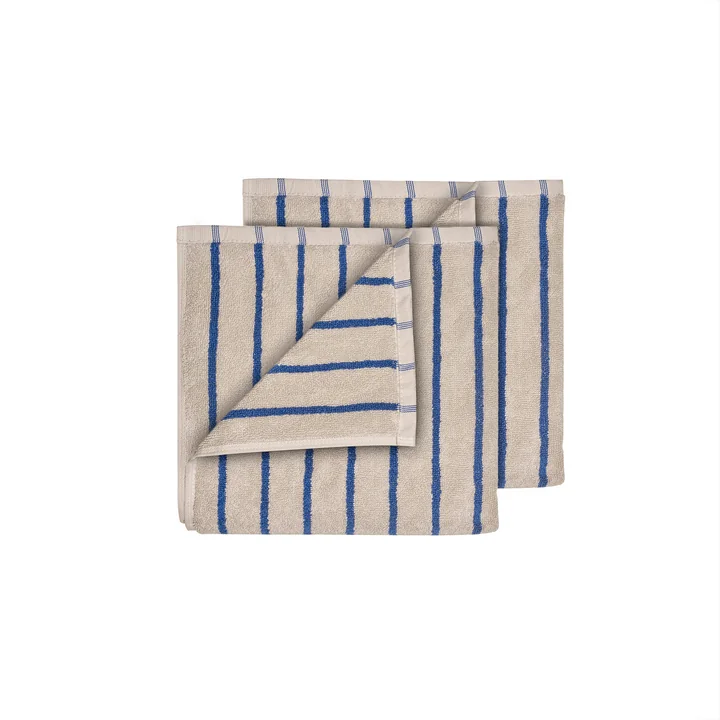 Blomus - Arto Serviette d'invité, 50 x 30 cm, rayures fines, moonbeam / mazarine blue (lot de 2)