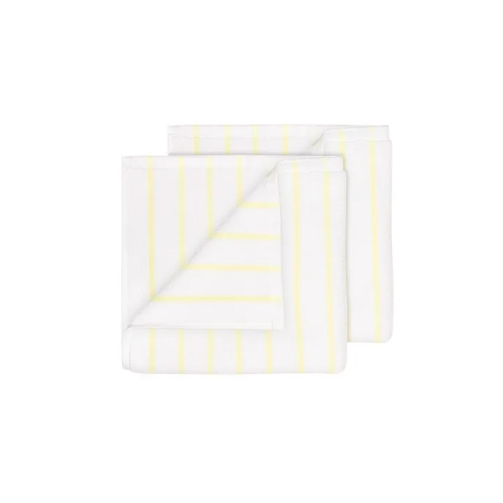 Blomus - Arto Serviette d'invité, 50 x 30 cm, rayures fines, white / transparent yellow (lot de 2)
