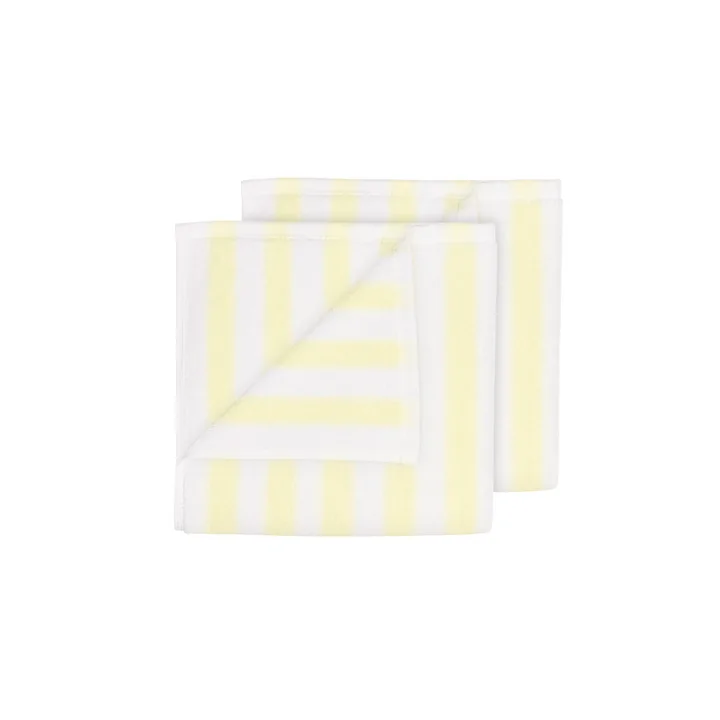 Blomus - Arto Serviette d'invité, 50 x 30 cm, rayures larges, white / transparent yellow (lot de 2)
