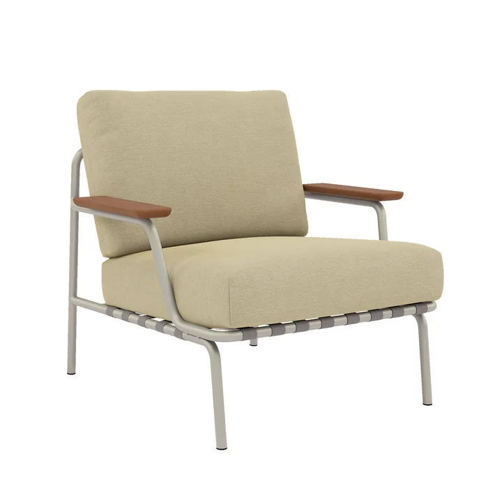 Muuto - Settle Outdoor Lounge Chair, beige / gris (tissu Delta 25)