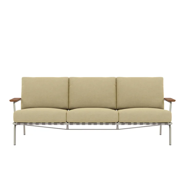 Muuto - Settle Outdoor Canapé 3 places, beige / gris (tissu Delta 25)