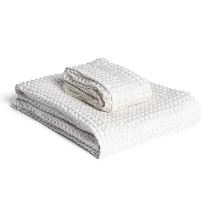 The Organic Company - Big Waffle Serviette, set cadeau, blanc naturel