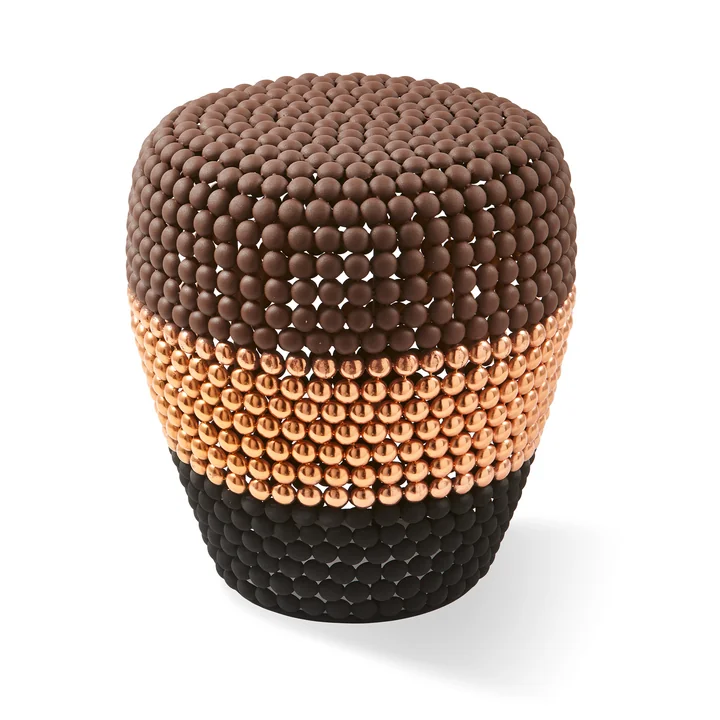 POLSPOTTEN - Dot Tabouret, rayé, marron foncé
