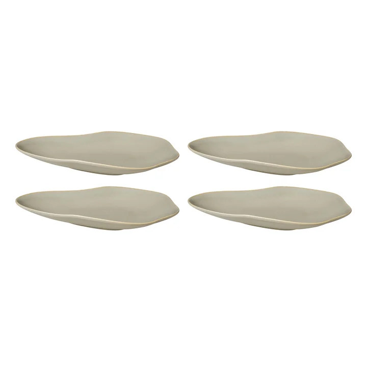 Broste Copenhagen - Assiettes « Limfjord », 14,8 x 24 cm, gris clair (lot de 4)