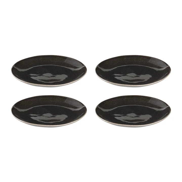 Broste Copenhagen - Assiettes à dessert « Nordic Coal », Ø 20 cm (lot de 4)