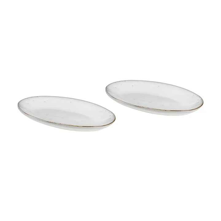 Broste Copenhagen - Nordic Sand Plat de service ovale S, 22 x 13,6 cm (lot de 2)