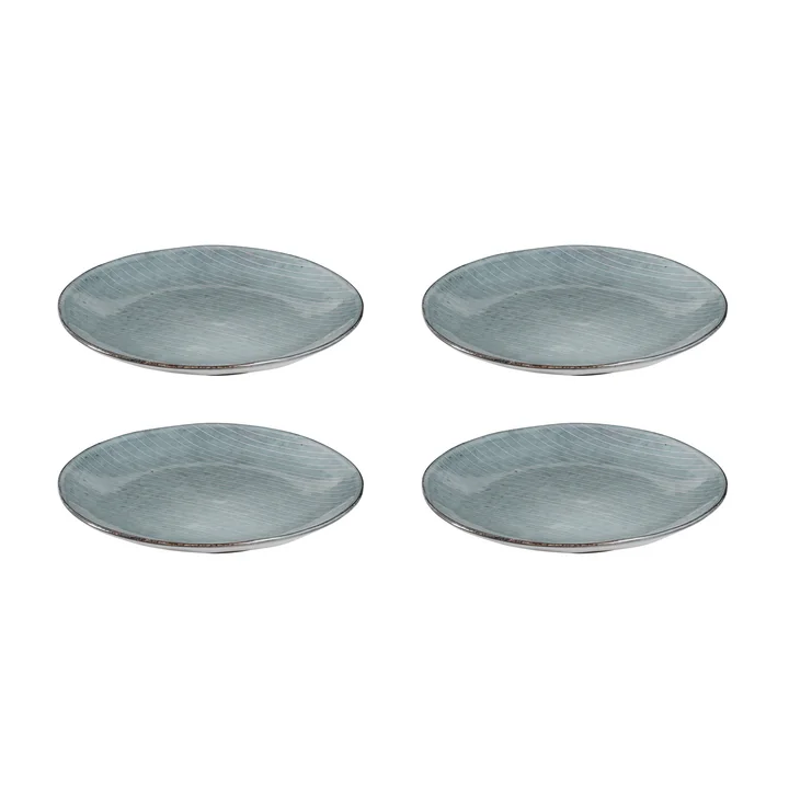 Broste Copenhagen - Assiettes à dessert « Nordic Sea », Ø 20 x H 2,2 cm (lot de 4)