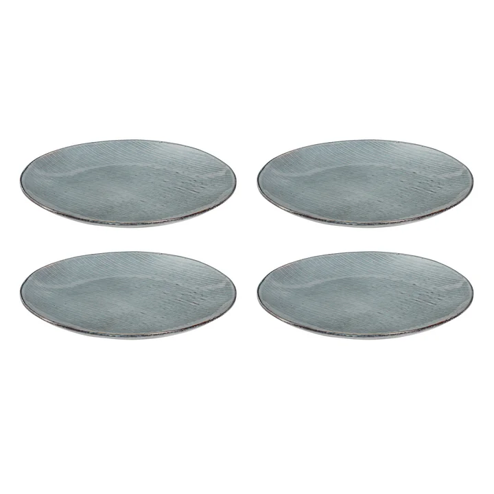 Broste Copenhagen - Assiettes plates « Nordic Sea », Ø 26 x H 2,5 cm (lot de 4)