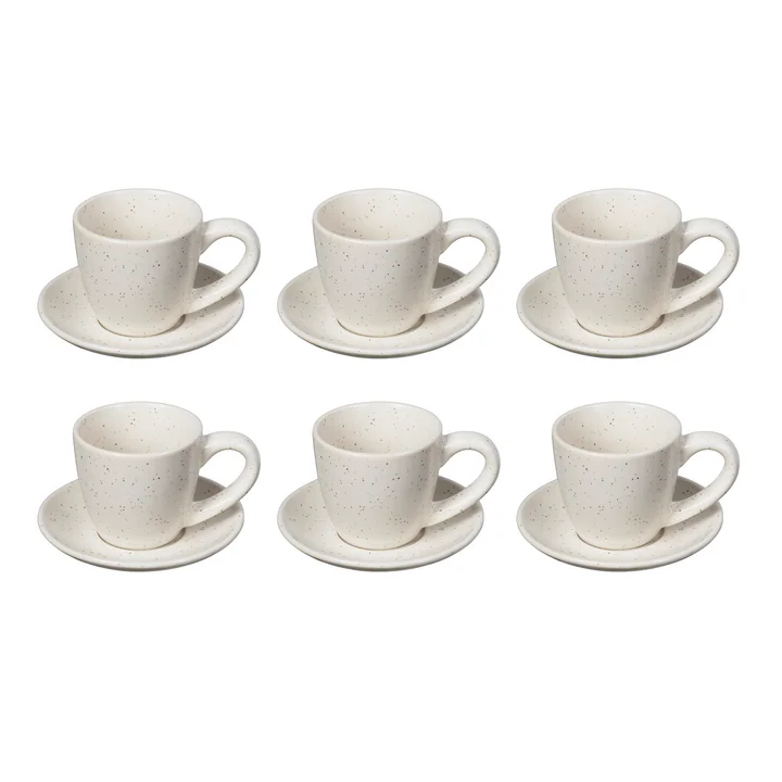Broste Copenhagen - Tasse à expresso « Nordic Vanilla » avec soucoupe, 5 cl (lot de 6)