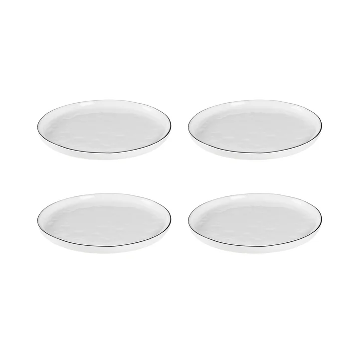 Broste Copenhagen - Assiettes à dessert « Salt », Ø 18 cm, blanc / noir (lot de 4)