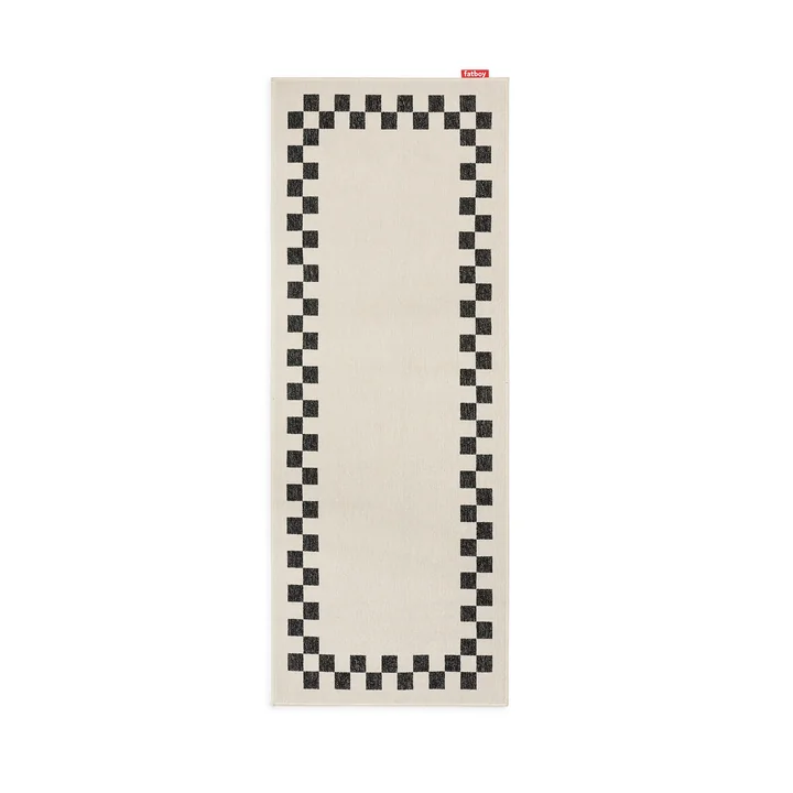 Fatboy - Carpretty Tapis d'extérieur, Catwalk, Check border, 80 x 200 cm, anthracite / crème