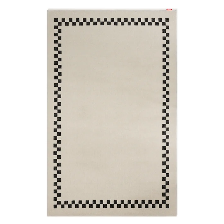 Fatboy - Carpretty Tapis d'extérieur, Grand, Check Border, 200 x 290 cm, anthracite / crème