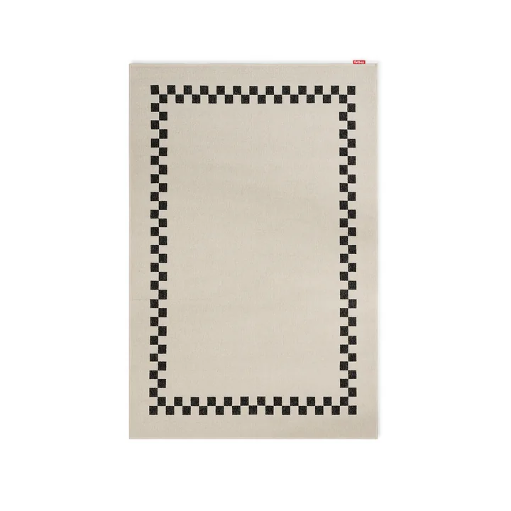 Fatboy - Carpretty Tapis d'extérieur, Petit, Check border 160 x 230 cm, anthracite / crème