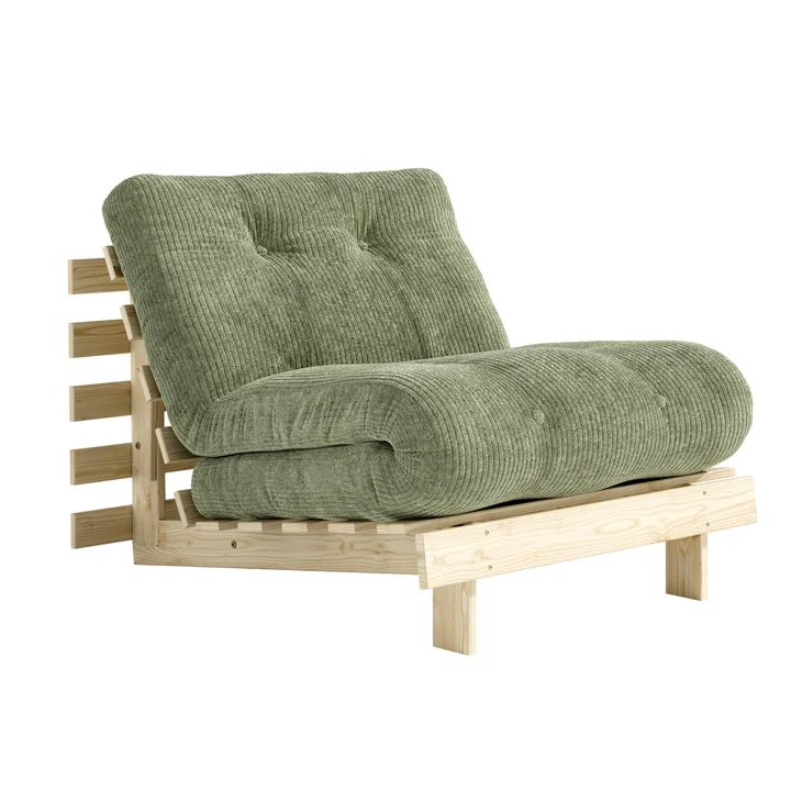 Karup - Roots Fauteuil-lit 90 cm, pin naturel / kaki green (553)