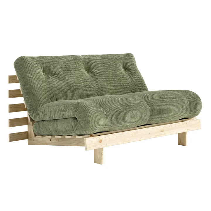 Karup - Roots Canapé-lit, 140 x 200 cm, pin naturel / vert kaki (553)